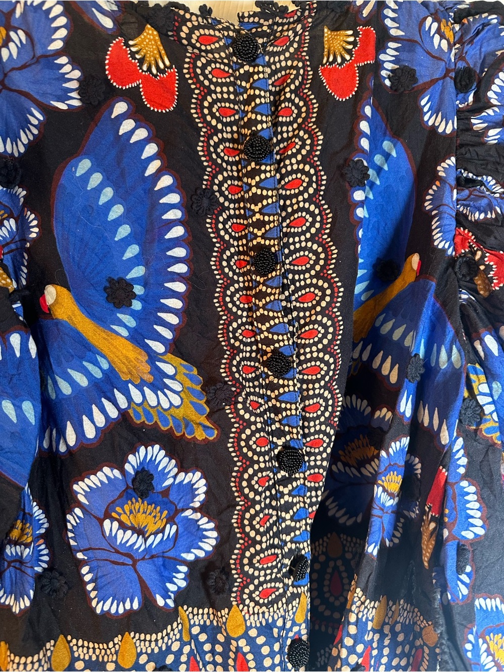 Farm Rio Ainika Sparkle Black Short Sleeve Shirt - Picture 5 of 8